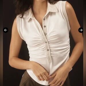 Pilcro Anthropologie Polo Tank Top White Size XS